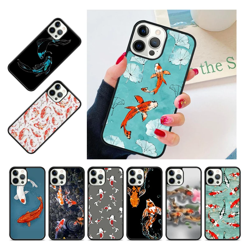 Koi Carp Fish Phone Case Cover For iPhone 15 16 14 13 12 Pro Max mini 11 Pro Max XS XR Plus Coque Shell