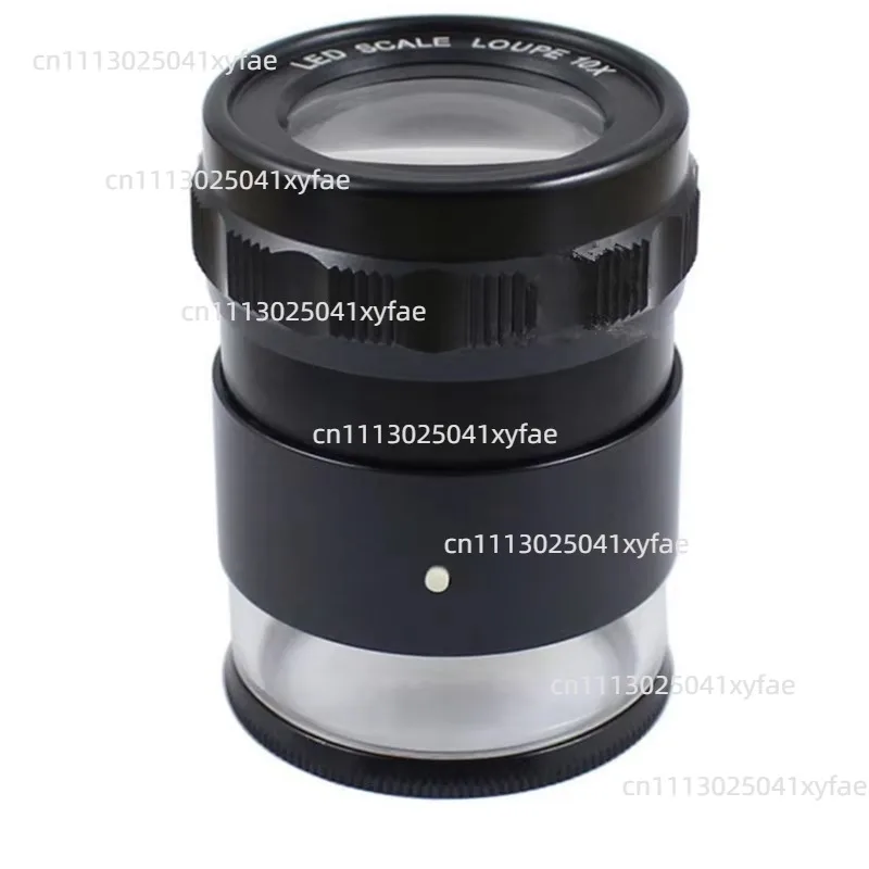 10X Illuminated Focus Adjustable Cylindrical Magnifying Glass Measuring Magnifying Loupe with Multi Scale Precision Calibration