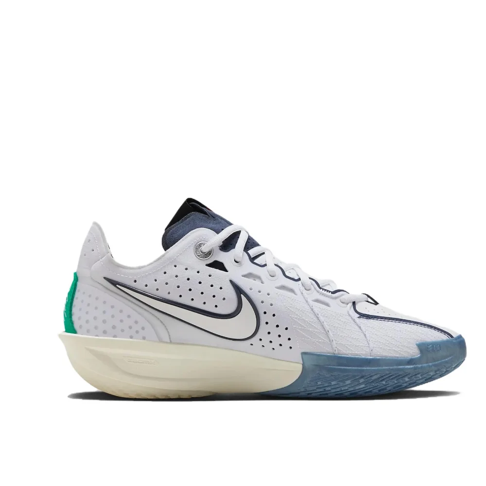 Nike Air Zoom G.T. Cut 3 Men's Low Top Basketball Shoes Shock Absorbing Anti-slip Wear-resistant Blue and White Colorway