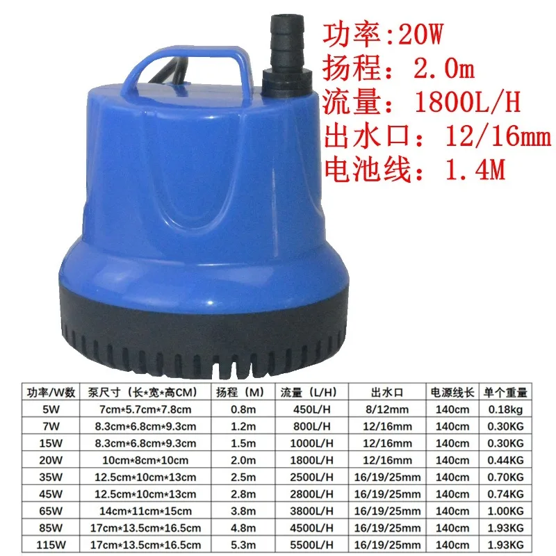 5W-115W Aquarium Submersible Pump 3 in 1 Water AC 110V 220V Fountain Rockery Bottom Suction Pumps