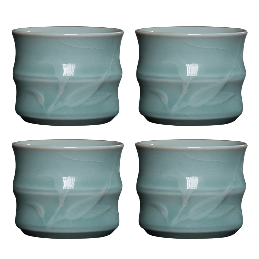 

4 Pcs Decorative Water Cup Small Teacup Accessory Ceramic Teaware Supply Household