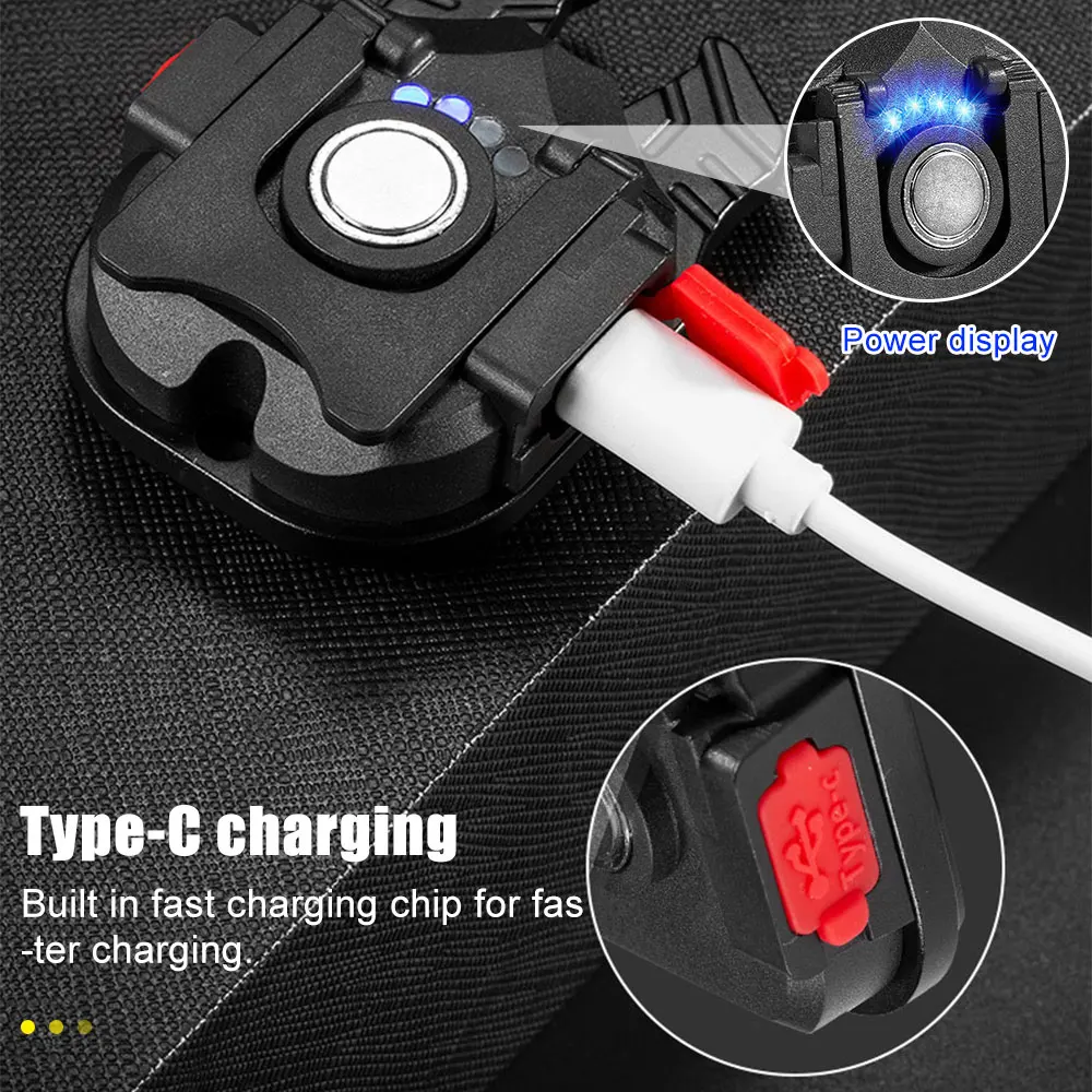 Super Bright Mini LED Flashlight USB Rechargeable Keychain Light Powerful COB Work Lights Camping Lantern With Magnet Hook