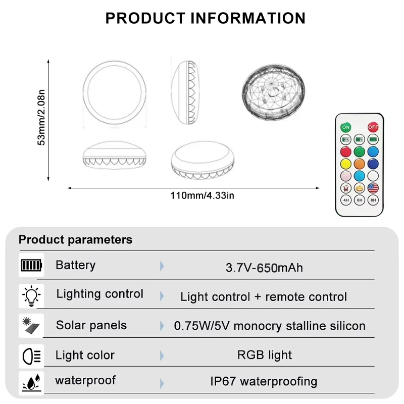 Outdoor LED Solar Pool Lights RGB Spectrum 16 Million Colors Dynamic Modes Solar-charged Waterproof Design Waterproof 3 Timer 9 Lighting Floating Lamp For Garden Pool Party Decoration
