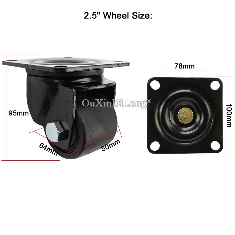 4PCS 2.5Inch Heavy Duty Wheels Industrial Equipment Wheels Universal Casters Furniture Wheel Load Bearing 400KG/PCS FJ1641