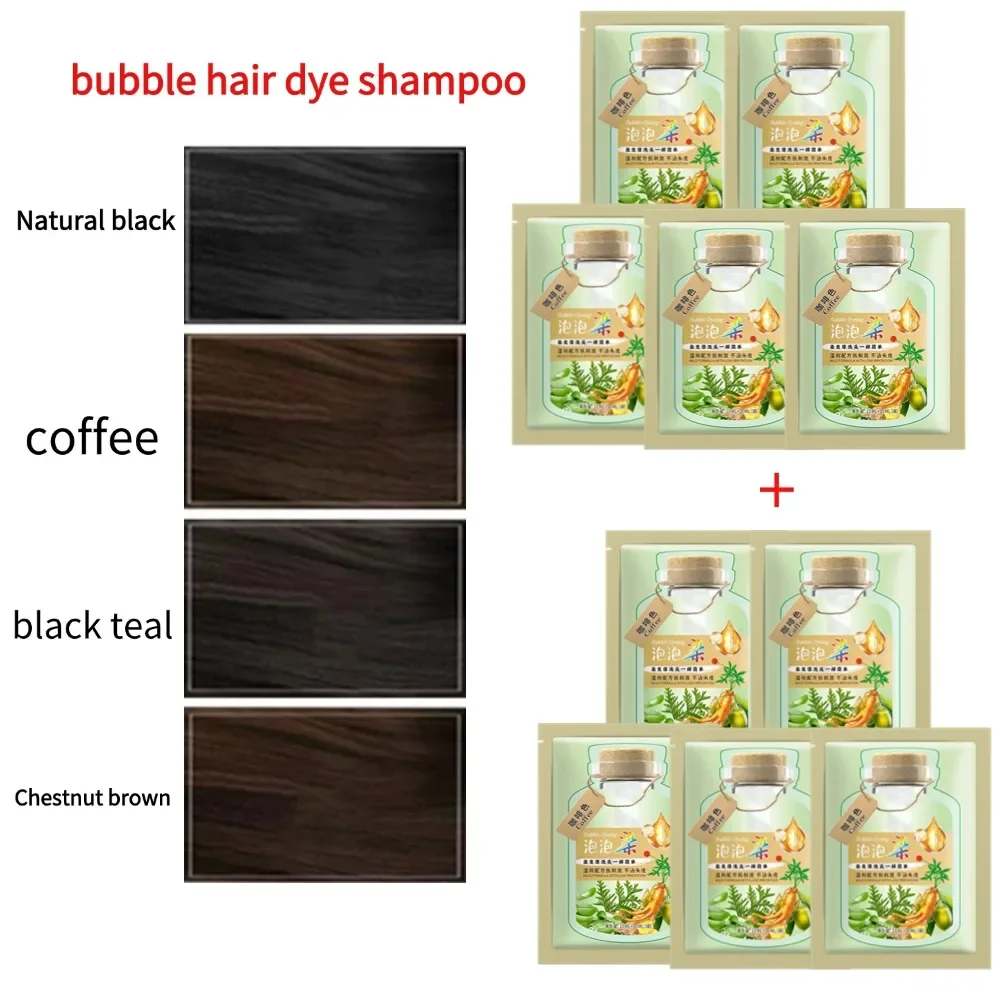 

10Pcs Bubble Hair Dye Shampoo Color Persistence Color Easy Operate Mild Non-irritating Nourish Scalp No Scalp Damage Hair Care