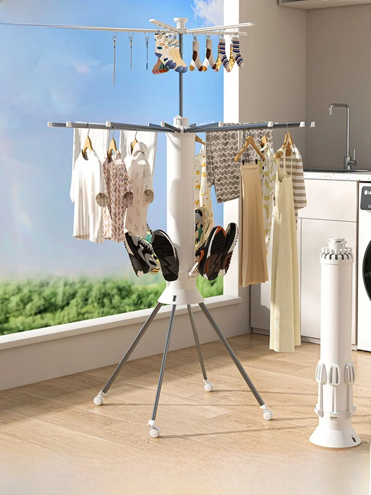 Octopus Clothes Drying Rack Indoor Invisible Aluminum Alloy Floor Standing Balcony Multi-Function Home Bedroom Utility