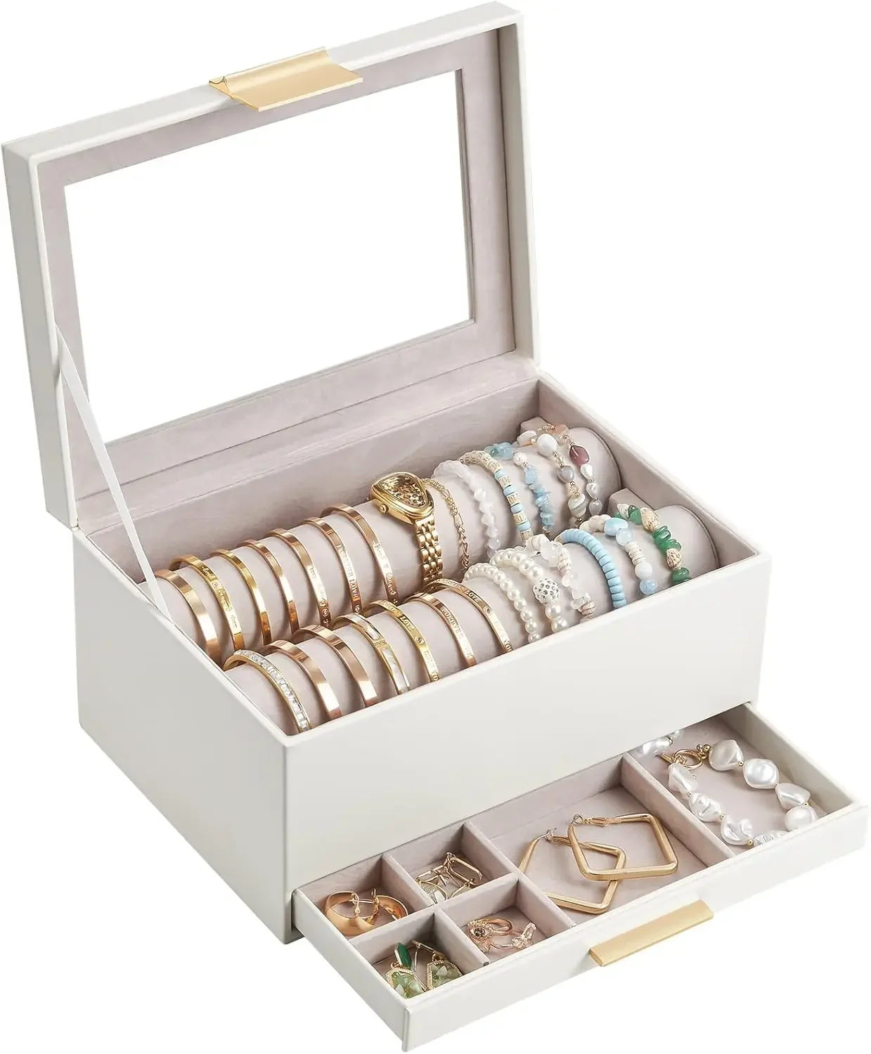 

Органайзер-держатель для браслетов с прозрачной крышкой и ящиком, коробка для хранения браслетов, держатель для ювелирных изделий для часов, футляр для ювелирных изделий