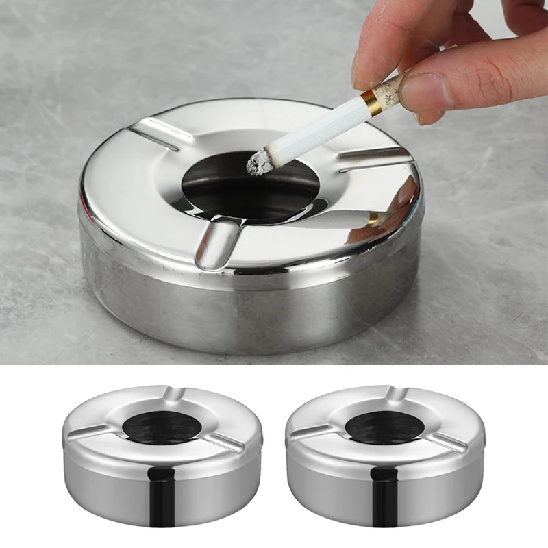 

Round Stainless Steel Cigarette Ashtray with Lid Smoking Accessories