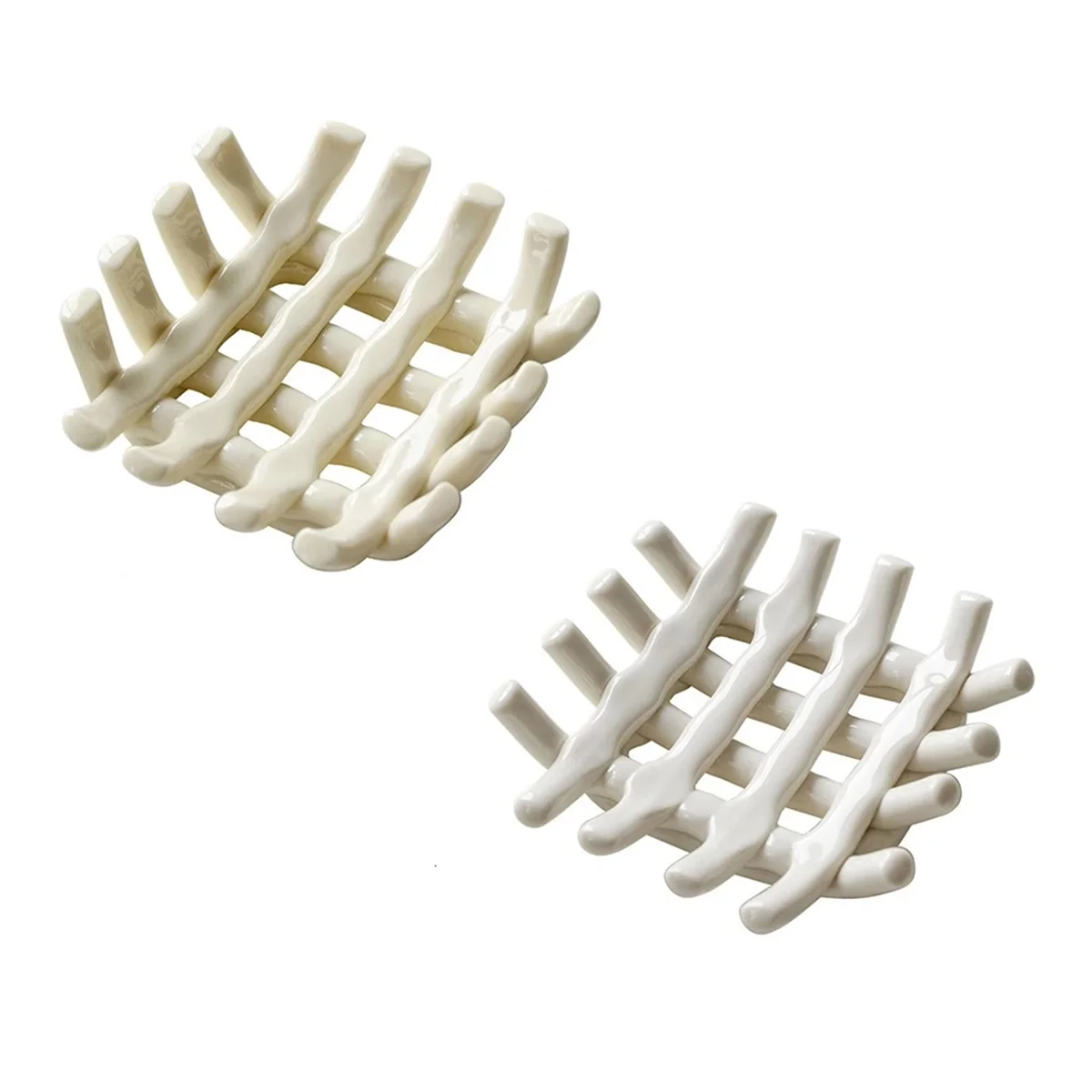

HHTL Handwoven Ceramic Soap Dish Ceramic Bathroom Soap Dish Organizer with Self-Drain Hollow Design Stylish for Bathroom