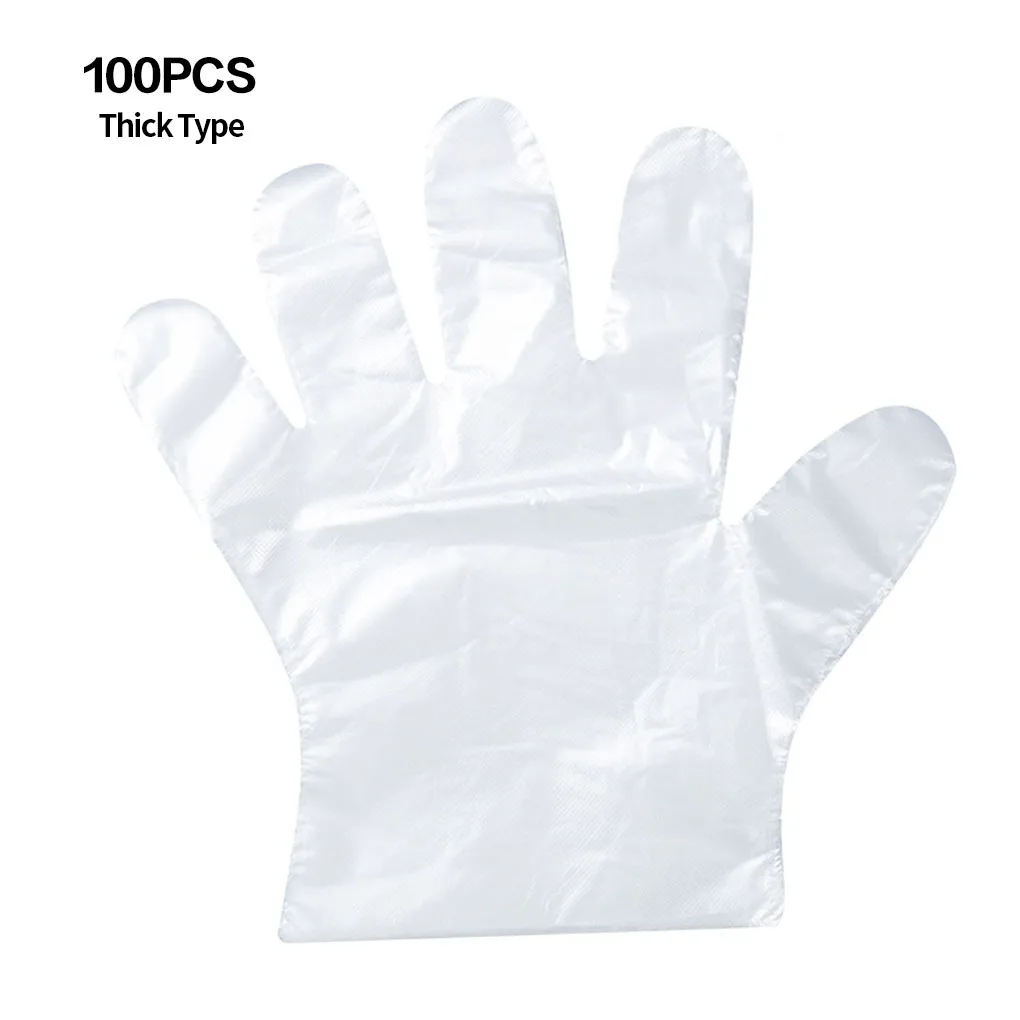 

100pcs Disposable Transparent PE Gloves Restaurant Kitchen Beauty Hairdressing Plastic Gloves, Normal Type