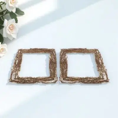 

2pcs Natural Wreath Base Vine Branch Craft Frame For Diy Floral Decorations Holiday Wall Window Door Hanging Ornament Rattan
