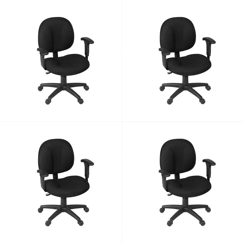 Silla de trabajo giratoria de tela para computadora, serie Comfort, con brazos ajustables, color negro