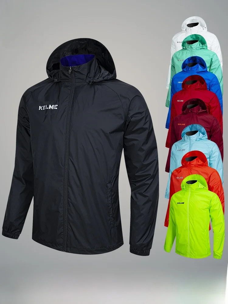 

Men's Sport Windbreaker Jaet Hooded Training Coat Anti-Wind And Rain Fooall Outerwear Regular Length Zipper Closure