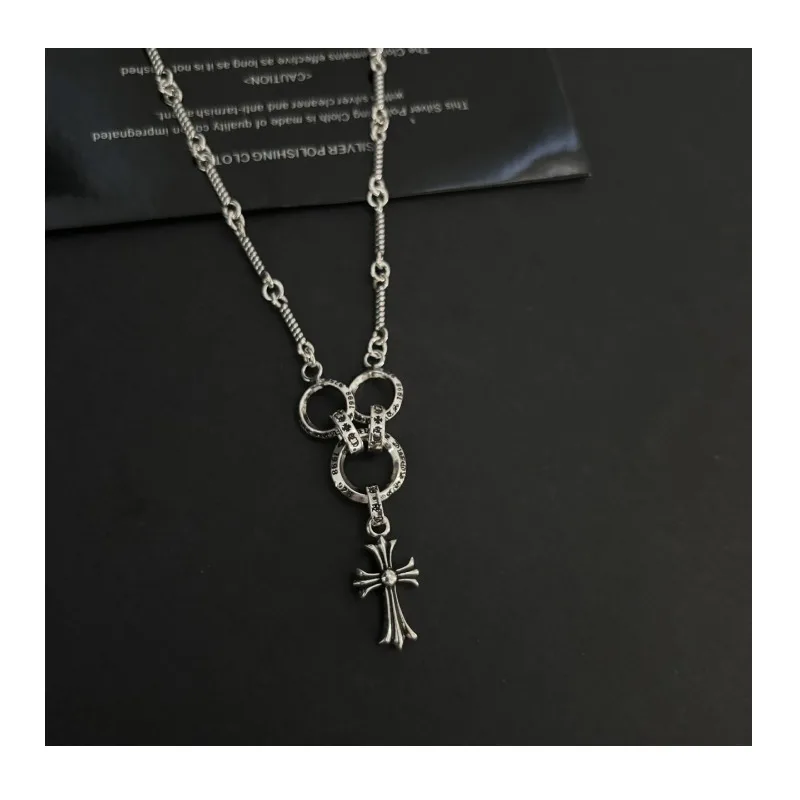 

Light Luxury Versatile Fashion Personality Interlocking Cross Pendant Bamboo Necklace Couple Same Style