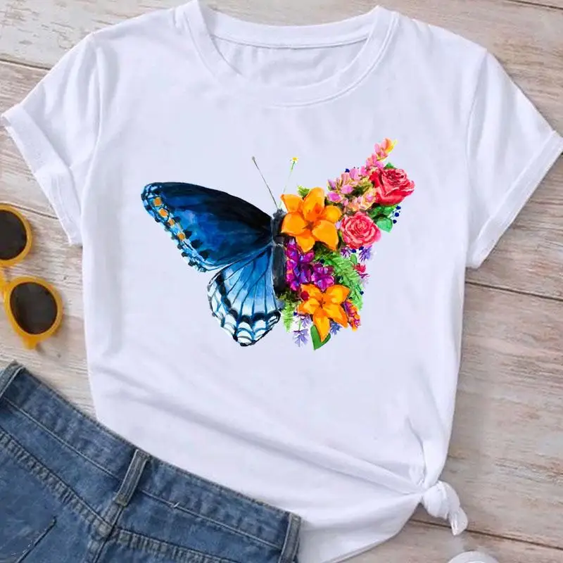 Ladies Cartoon Clothing Dragonfly Letter Lovely Short Sleeve Fashion Clothes Graphic T Shirt Summer Tee Women T-shirt Female Top