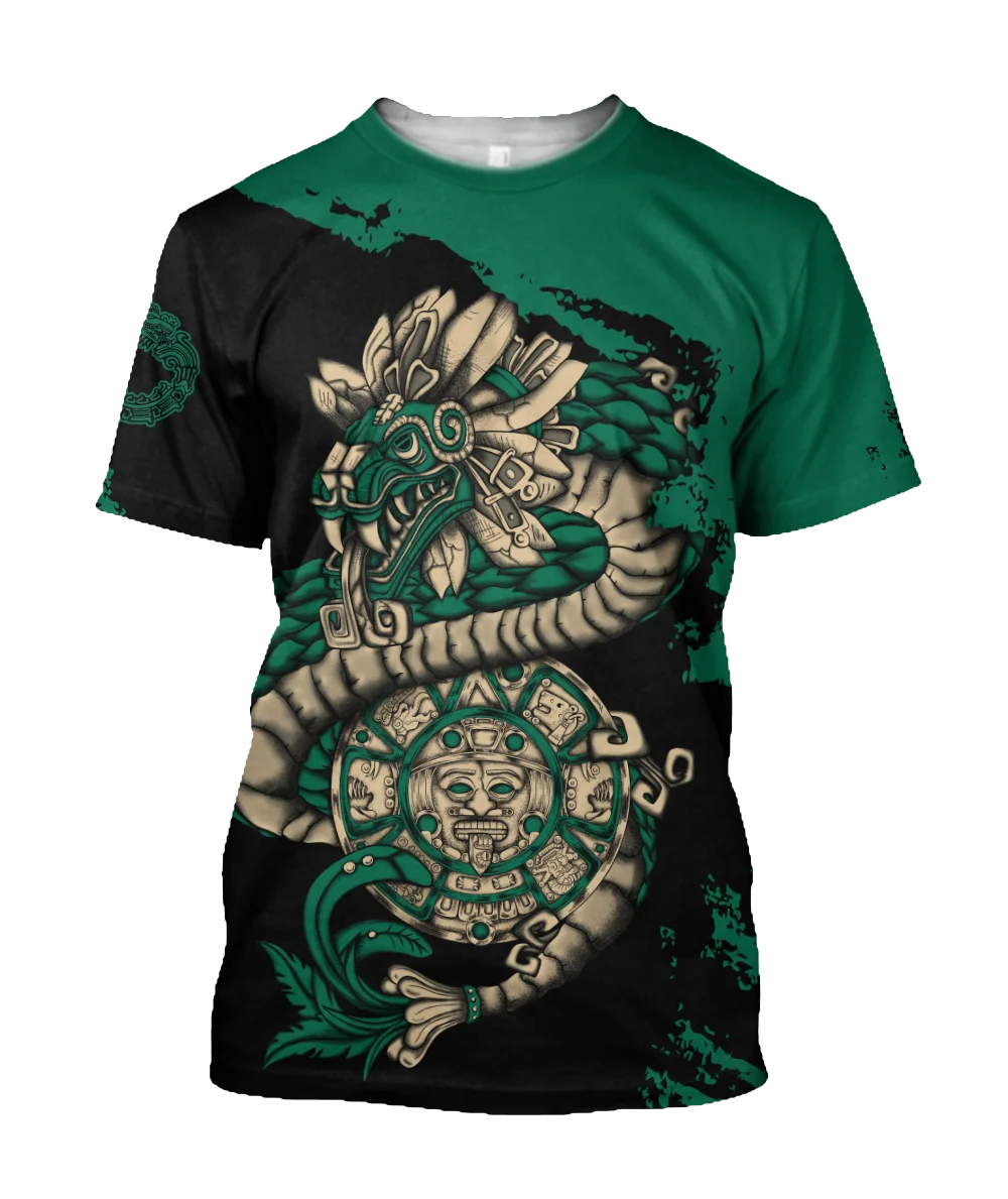 Customization Summer Trend Harajuku Mexican Aztec Quetzon Men's Casual T-shirt Street Fashion Classic Retro O-neck Loose Senior