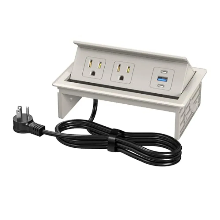 

Table Power Outlet Hub PD20W USB-C Fast Charging Station Recessed Outlet with 2AC Outlets and USB Ports for Conference Room Kit