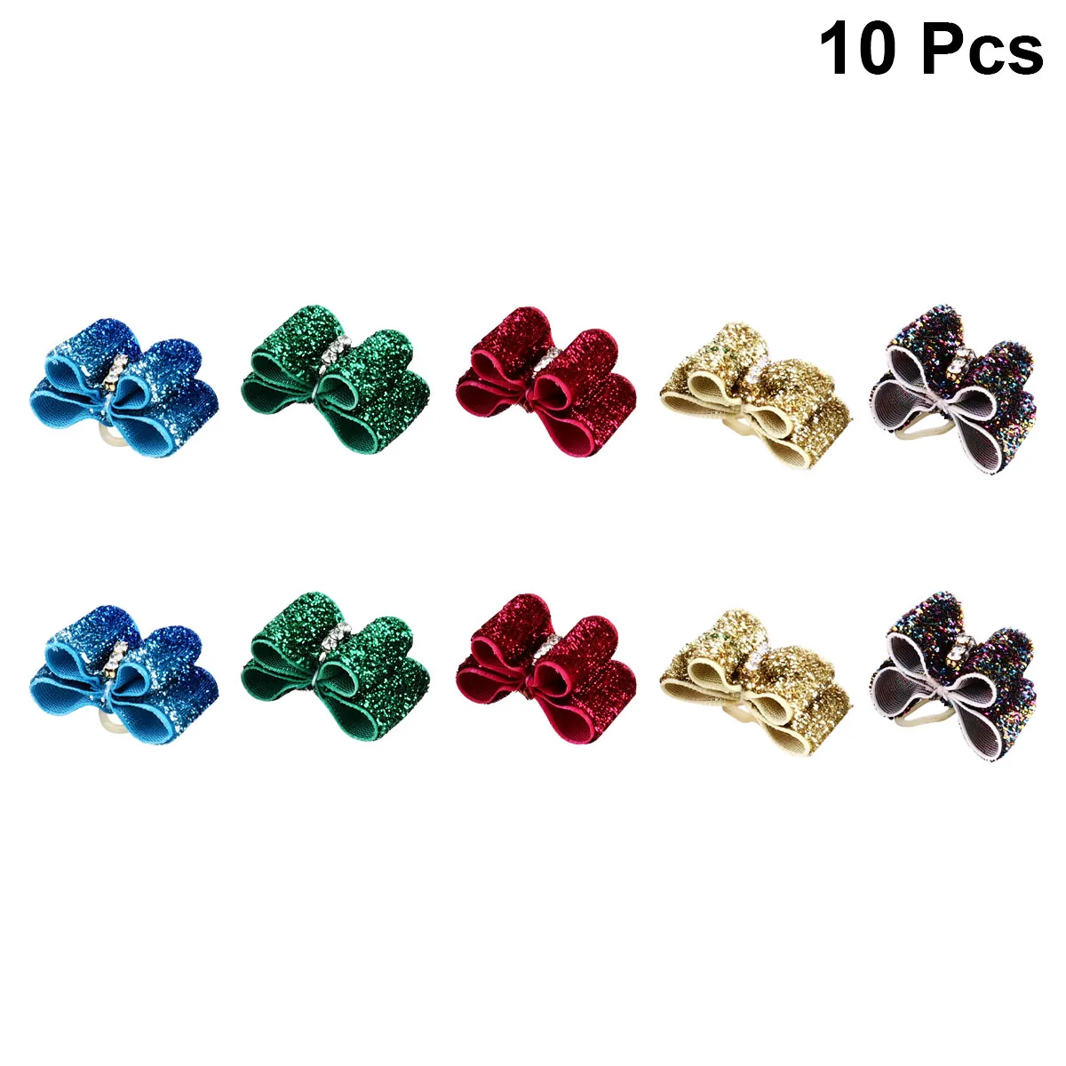 

10 Pcs Sequin Bow Headdress Accessories Products Pet Hair Bows Pink Ring Dog Ties Headwear
