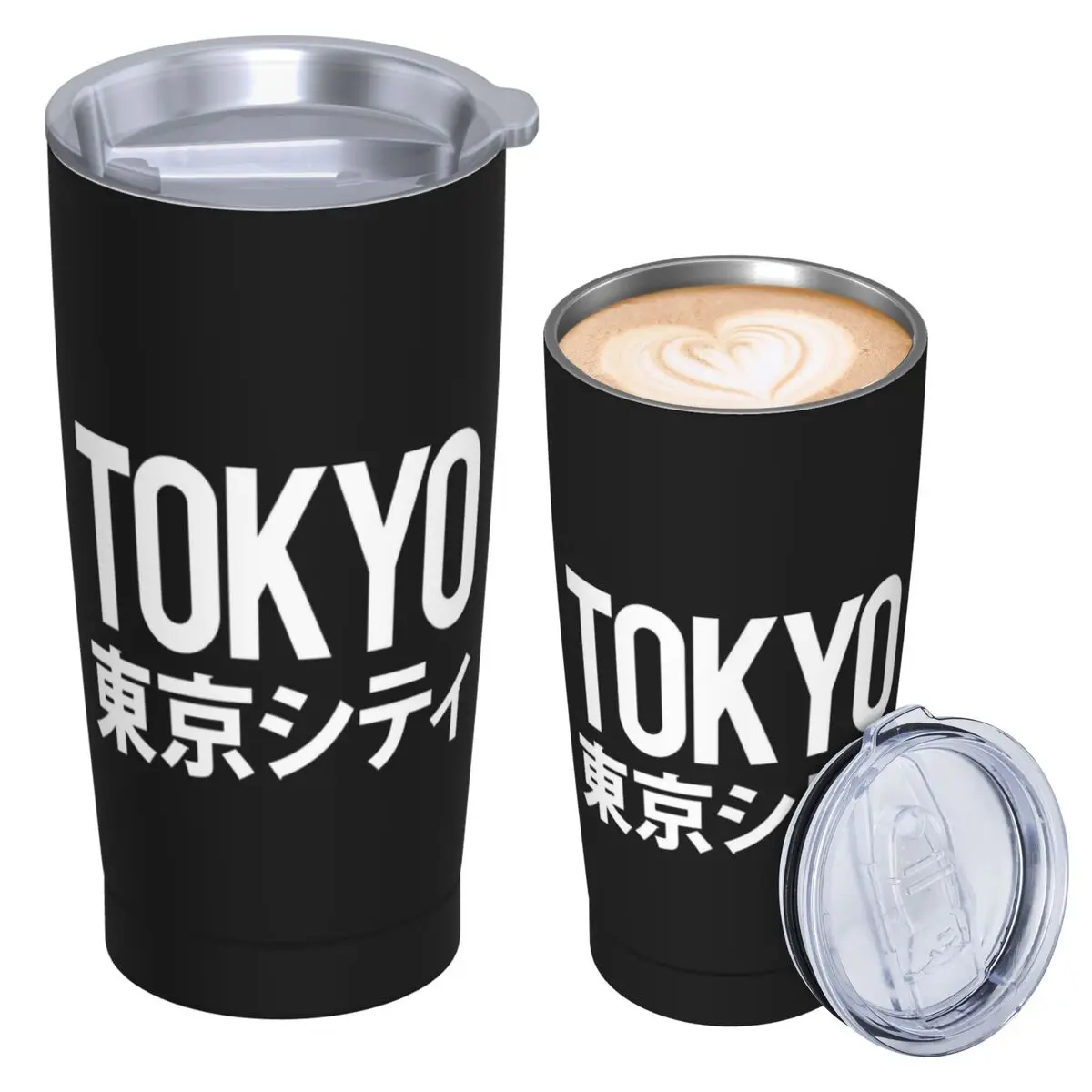 Japan Tokyo City Letter Logo Stainless Steel Tumbler Vacuum Insulated Mugs Thermal Cold Bottle Straw With Lid 20oz