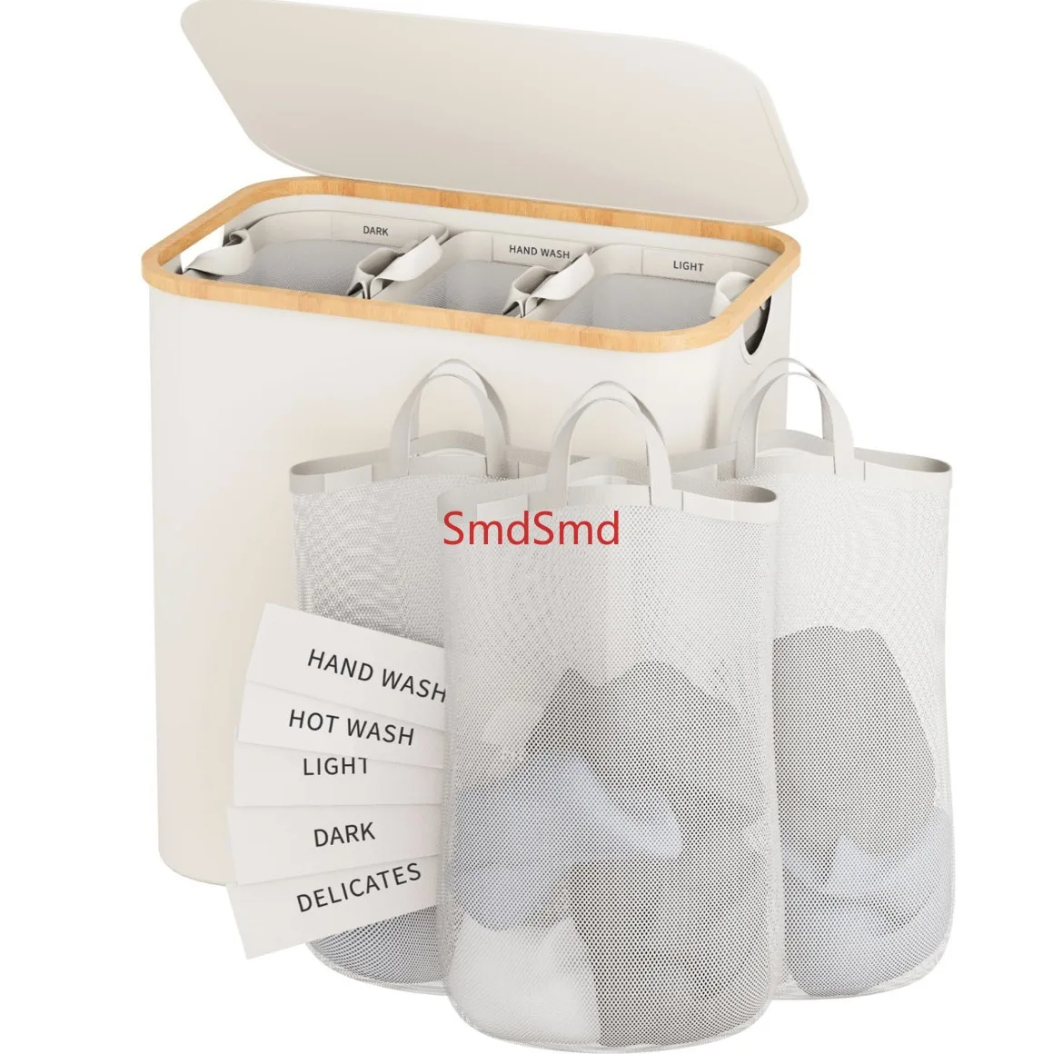 Laundry Basket 160L, Laundry Hamper Slim with Removable and Washable Inner Bag, Laundry Baskets with Handles