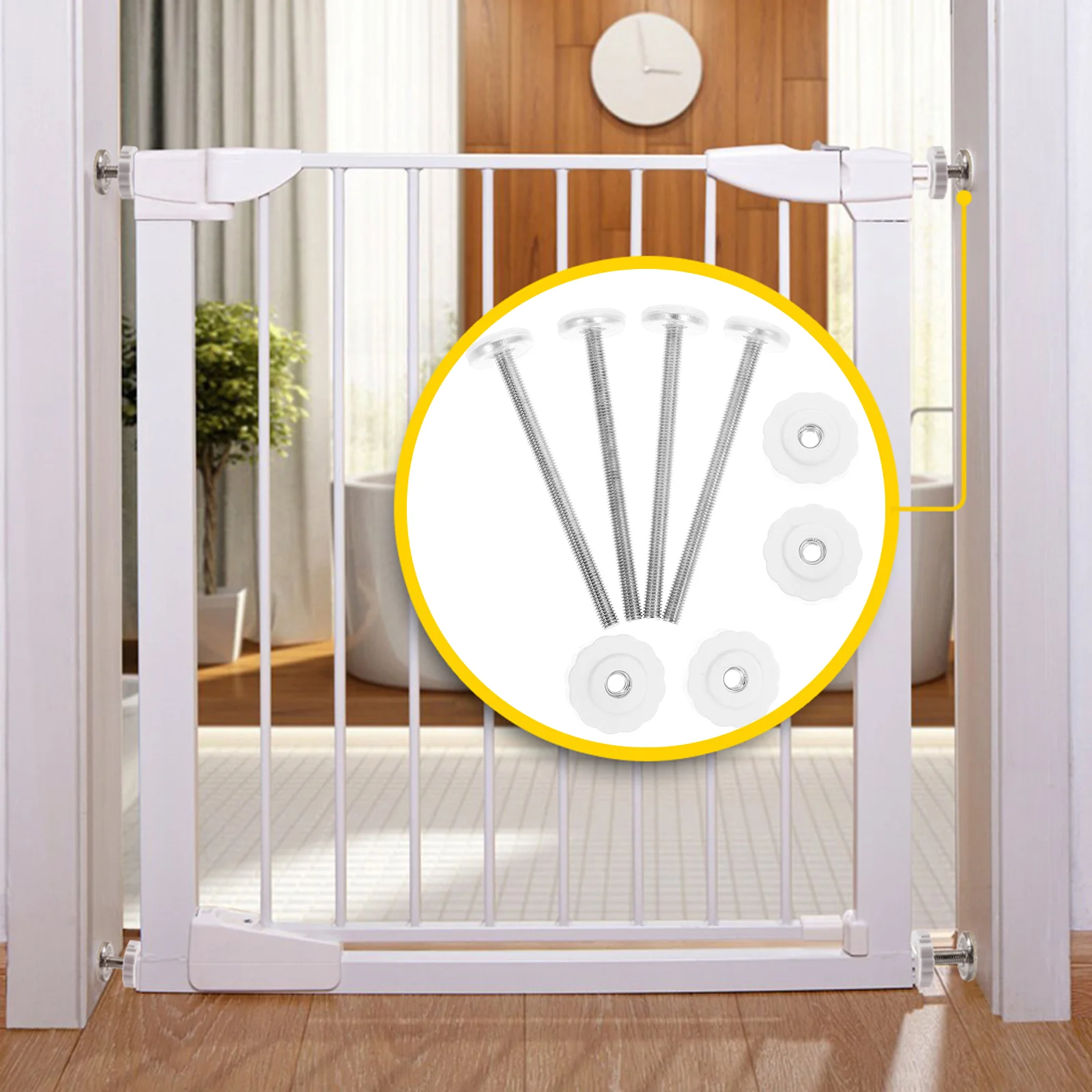 4 ชิ้น Baby Gate ฮาร์ดแวร์อะไหล่ชุดติดตั้งราวความตึงเครียด Wall Gates สัตว์เลี้ยง Bolt สกรูรั้วสําหรับเกลียวแกน