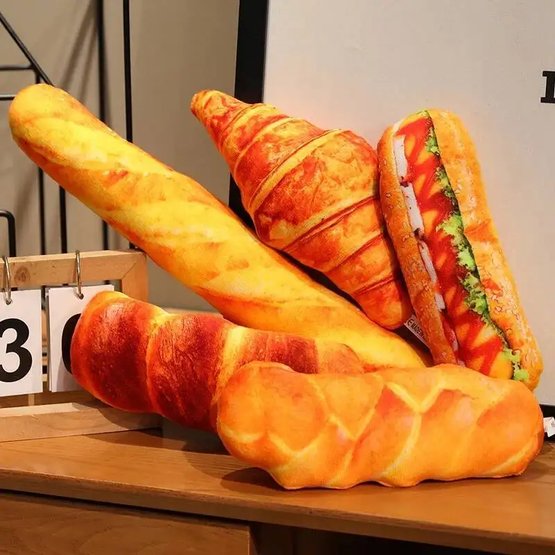 

Mini French Bread Pillow Plush Stuffed Printing Images Food Croissants Plushie Party Prop Decor Sleeping Companion Kits Gift