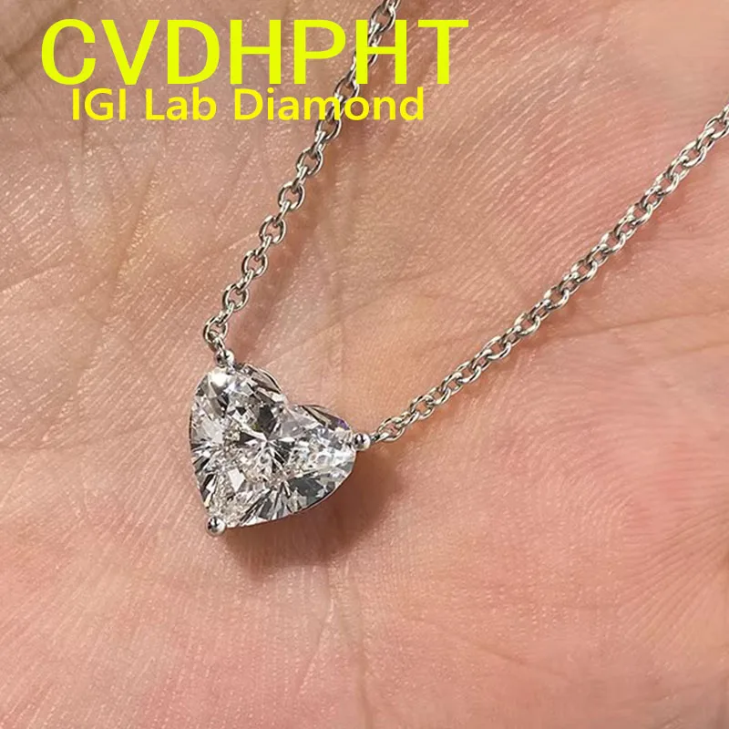 Luxury Soild 14K White Gold RingIGI Lab Growing Diamond  Heart shape wedding Pendant Necklace Wedding Diamond Necklace  ﻿