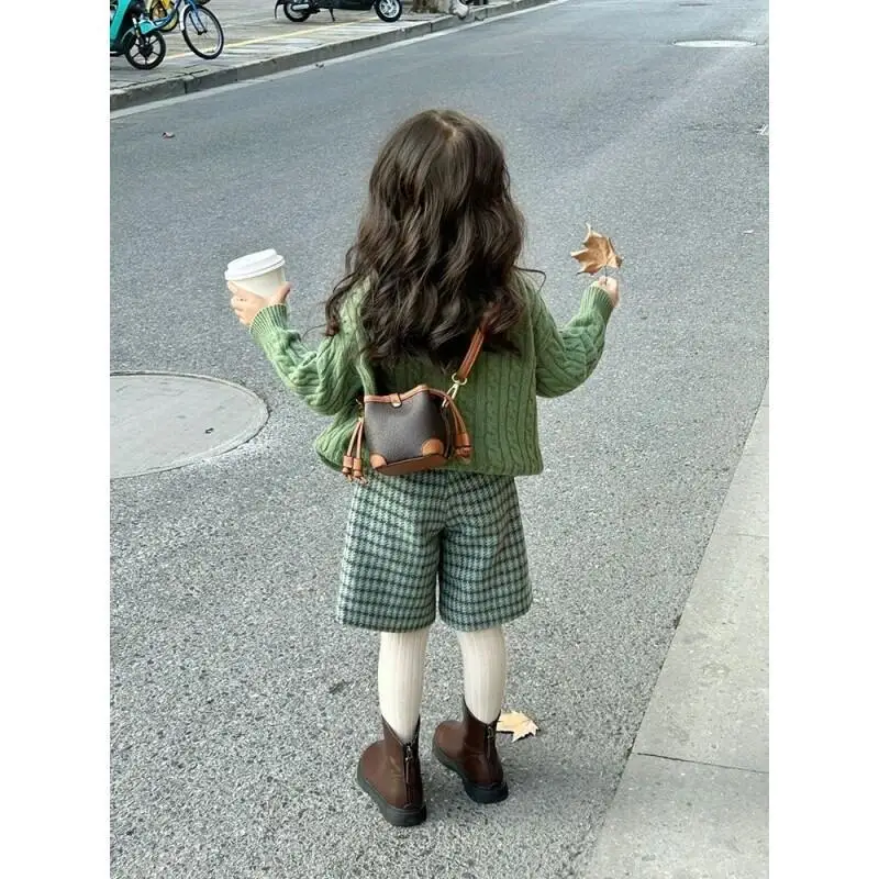 Kawaii فتاة النسخة الكورية رشاقته قطعتين موضة houndstooth سترة الكرتون طالب عادية نمط جديد ملابس الأطفال #4