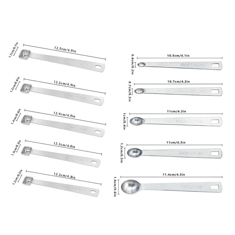 5Pc Measuring Spoon Sturdy Stainless Steel Mini Measuring Spoon Food Grade Multipurpose Powder Sugar Spice Measuring Spoon Set