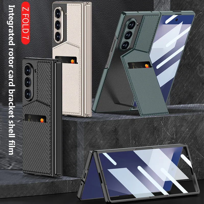 

Leather Case For Samsung Galaxy Z Fold 7 Fold7 5G Shockproof Protective Stand Cover Fold Card Package Built-In Screen Protection