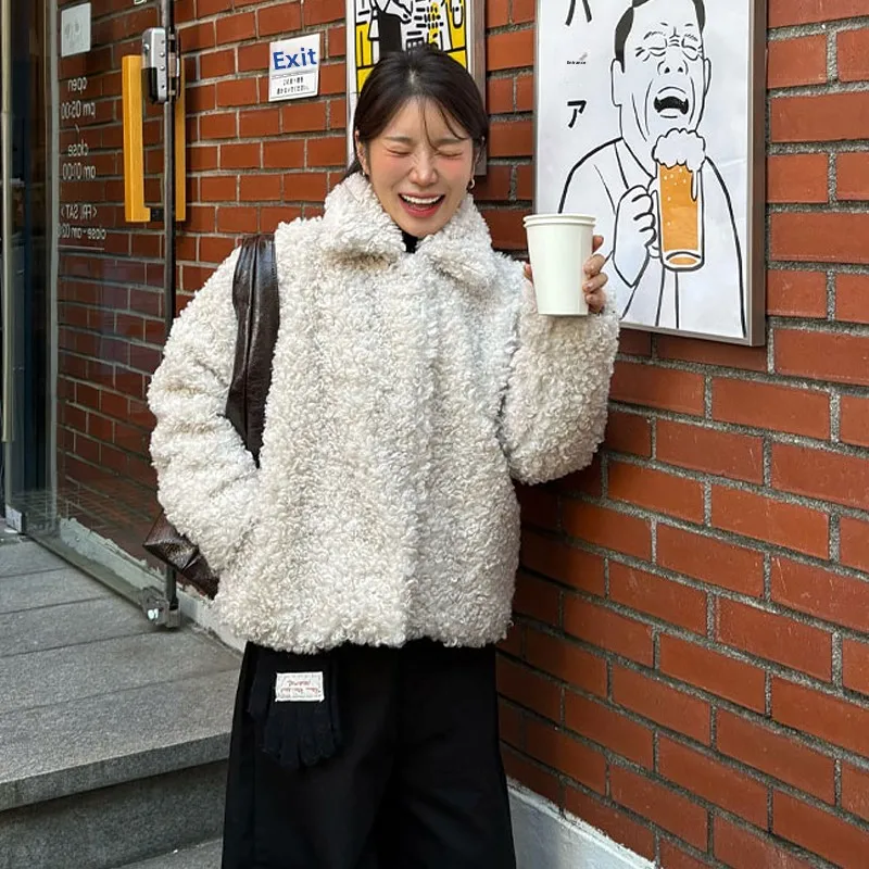 Manteau chaud coréen en fausse fourrure pour femme, vêtement d'extérieur en coton Jaet, grand manteau d'hiver Faion Circle Plu Aosphere Sense