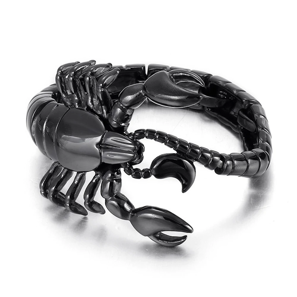 

Black Color Stainless Steel Bike Biker Bracelet Hiphop Rock Punk Huge Scorpion Link Chain Bracelets Bangle Men Women Jewelry