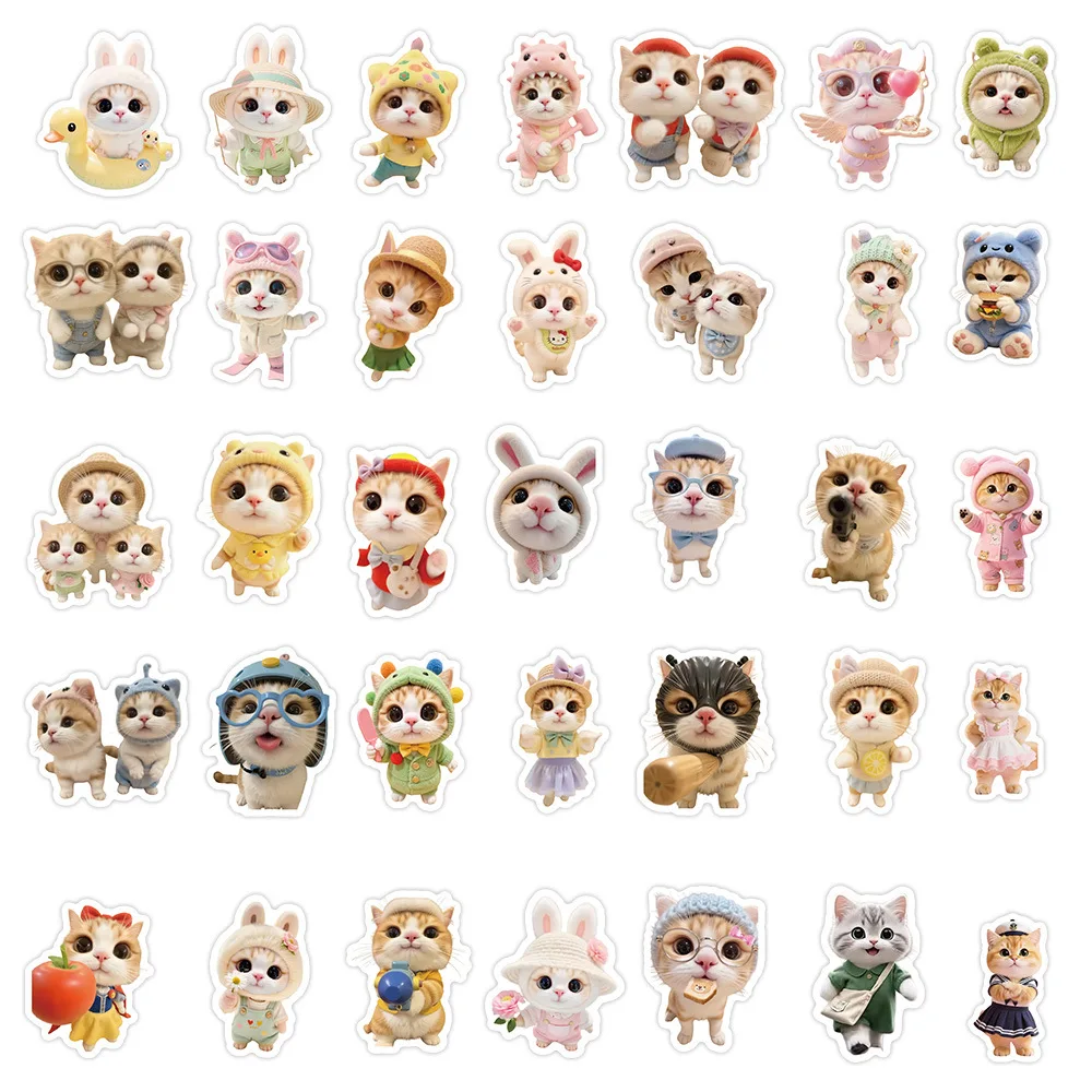70PCS Kawaii Leuk Katje Stickers Grappige Kat Meme Graffiti Waterdichte Sticker Kinderen Speelgoed Cadeau Decoratie Water Cup Laptop Computer