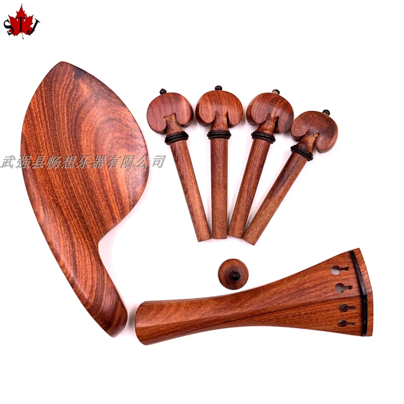 1 set High quality 4/4 3/4 violin rosewood accessories parts fittings,Tailpiece+Tuning pegs+Endpins+Chin rest/Chin Holder