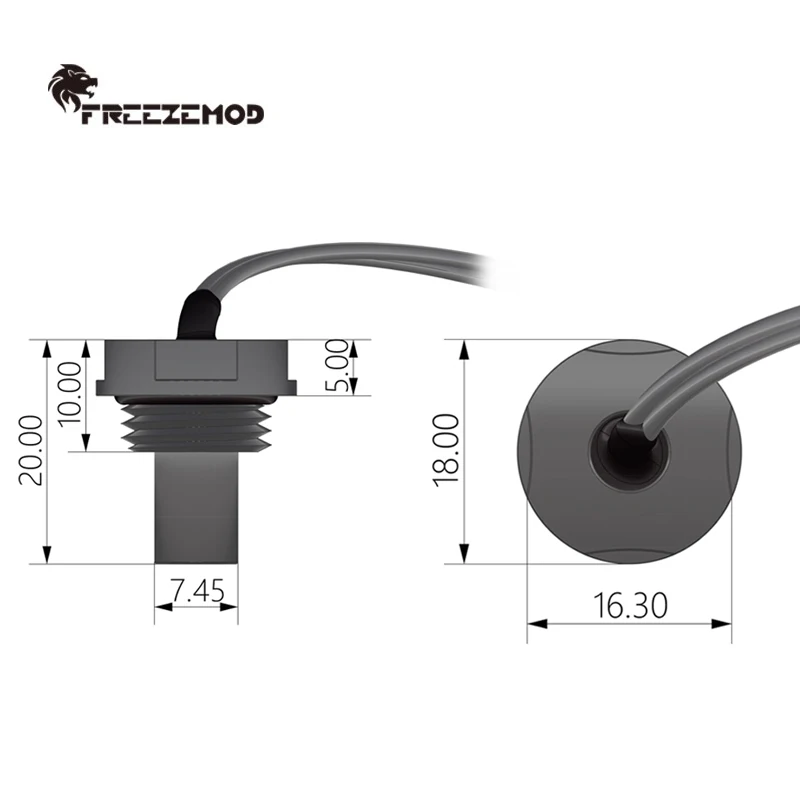 FREEZEMOD Temperature Measuring Plug Fitting For Water Cooling Reservoir 3950 G1/4 Temp. Sensor 10K Waterproof DuPont Terminal