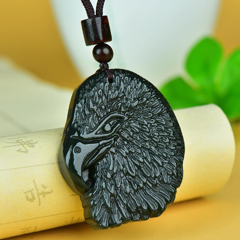 

Hetian sapphire hope dragon necklace pendant auspicious eagle head tiger head men's jade pendant men and women the same style