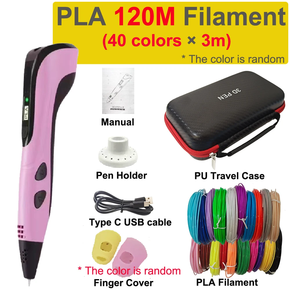 3D-Stift 3D-Druckstift für Kinder 40 Farben 1,75mm PLA-Filament DIY-Zeichenstift für Kinder Jungen Mädchen Geburtstagsgeschenke mit Reiseetui