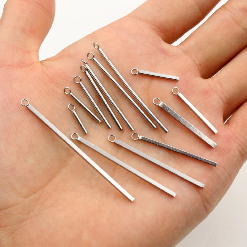 20pcs 10 15 20 25 30 35 40 50mm Stainless Steel Rectangular Straight Tube for Earrings Findings Jewelry Necklace Pendant Charms