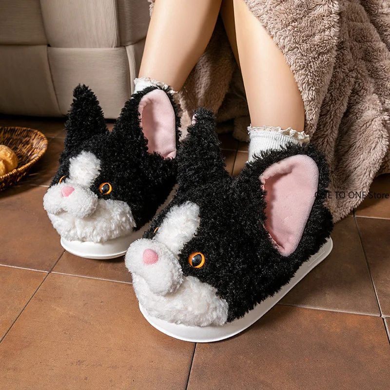 

Оптовая продажа, домашние пушистые тапочки для женщин и мужчин, зимняя теплая обувь, легкие домашние тапочки с милыми мультяшными кошками для пар