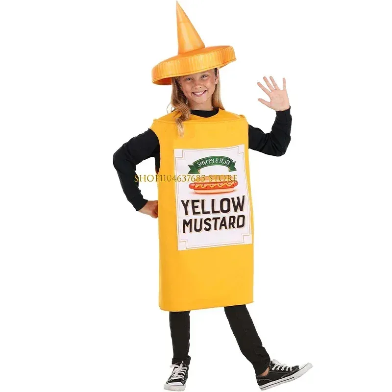 Unisex 2025 Girl Food Fancy Dress Up Cosplay Boy Kids Mustard Ketchup Fun Halloween Costume Set