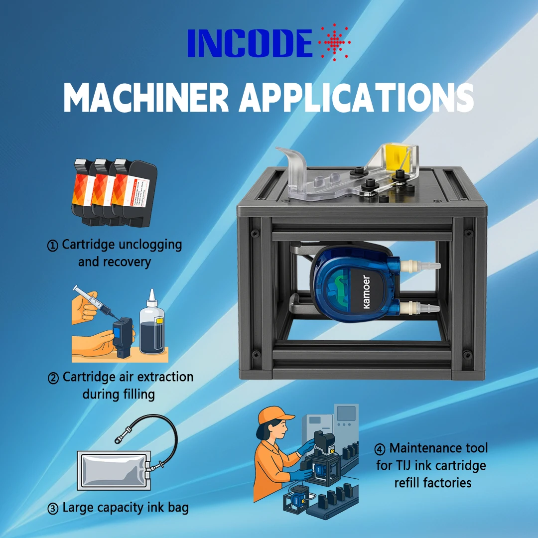 INCODE Mini Ink Suction Machine for TIJ Ink Cartridge Refilling | Compact Automatic Vacuum Machine for Inkjet Printers