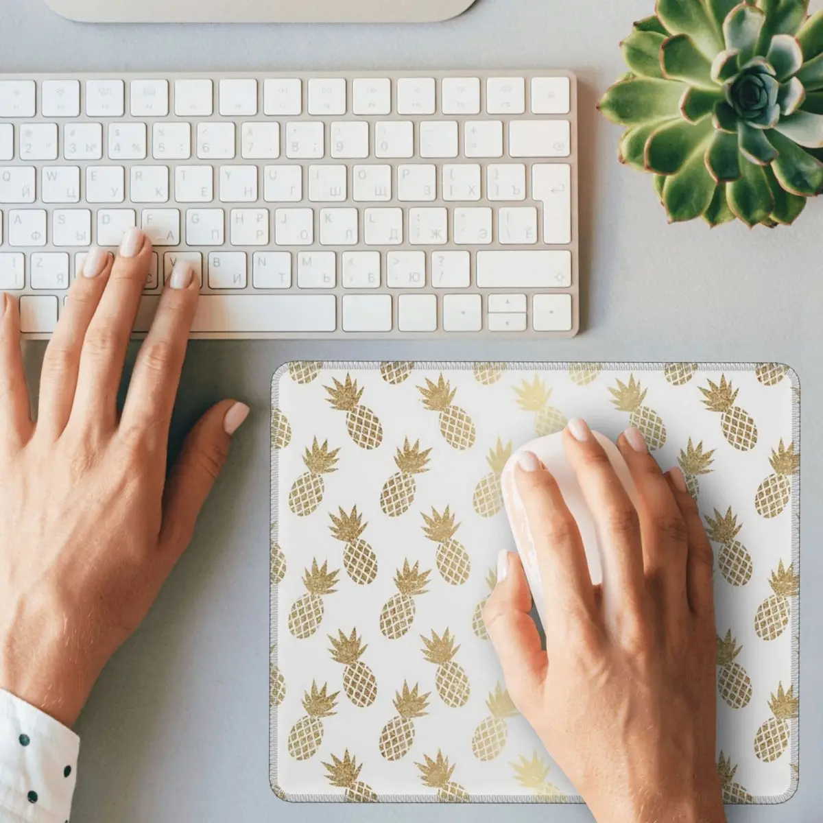 Alfombrilla de ratón con diseño de piña dorada, alfombrilla para teclado de ordenador, alfombrilla para ratón, alfombrilla para escritorio de PC para juegos, alfombrillas para mesa de oficina