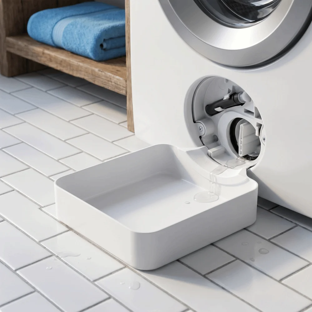 Anti-Overflow Washing Machine Drain Tray Simple Durable Drain Pan Leak-Proof White Drip Tray for Fluff Filter Cleaning Household