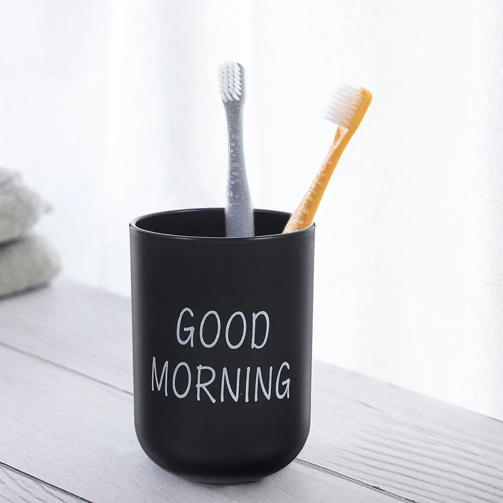 Sleek Frosted Texture Plastic Toothbrush Cup Bathroom Rinsing Tumbler Multifunctional Holder for Toothbrushes Makeup Brushes