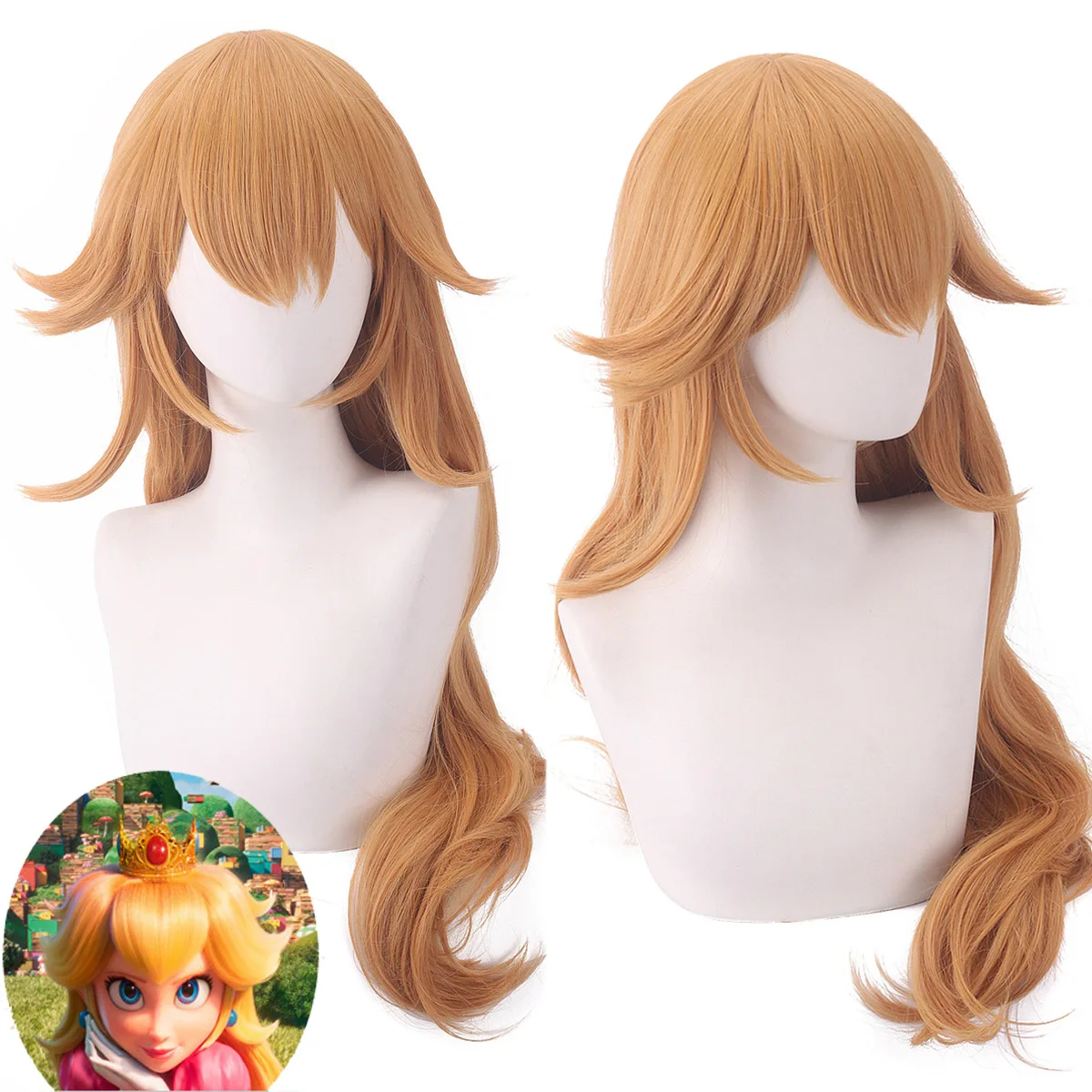 

Princess Peach Cosplay Wig Blonde Long Curly Hair