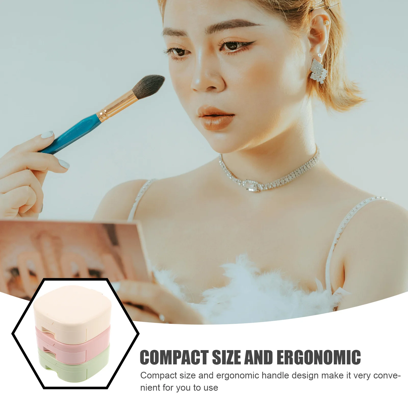 3 قطع منظم مكياج سطح المكتب مع أدراج مرآة محمولة للنساء حقيبة مكياج مع مرآة تخزين انعكاس واضح