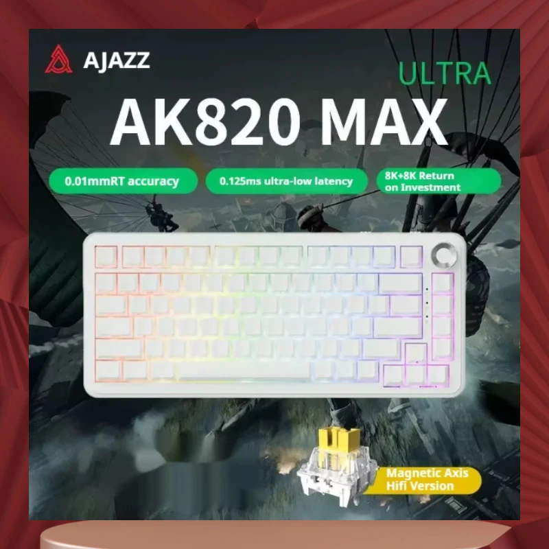 

Hot Sale Ajazz Ak820max Ultra Magnetic Axis Wireless Mechanical Keyboard Side Engraving Game E-Sports Three-Mode Bluetooth