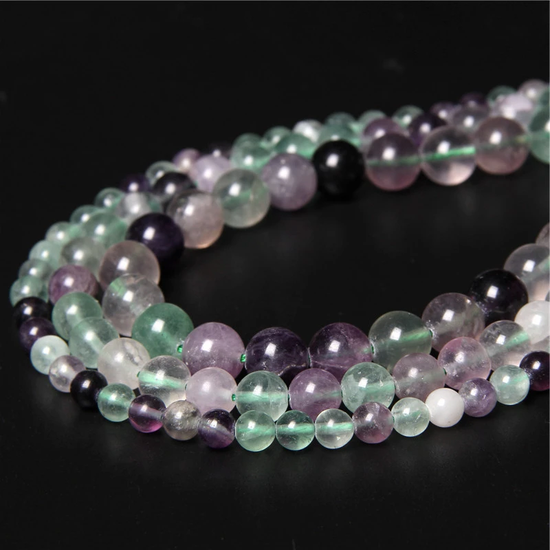 Natural Fluorite Beads Purple Round Stone Loose Beads 4 6 8 10 12MM Pick Size for Jewelry Making Bracelet Necklaces Accessries