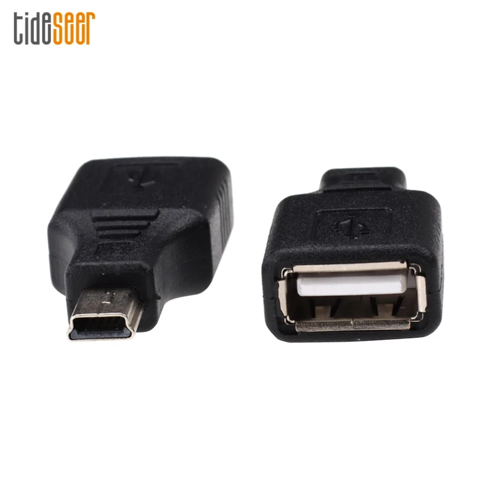 500pcs Mini 5Pin Male To USB A Female Converter Data Sync OTG Adapter for Car U-Disk MP3 MP4 Tablets Phones Connector