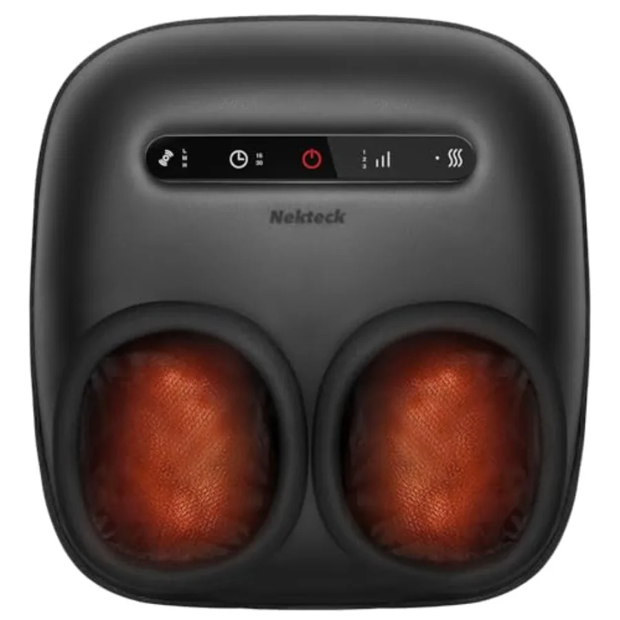 

Электрический массажер для ног Шиацу с подогревом для улучшения кровообращения при плантарном фасциите и невропатии, 3 уровня интенсивности, подходит для FSA, подарок